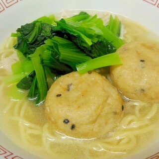 エノキとがんも、小松菜の塩ラーメン